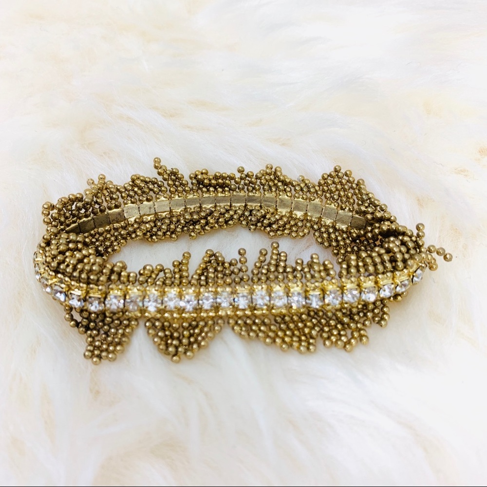 3/$10 !!! Stretch Gold Deco Bracelet w/ Beads & Rhinestones